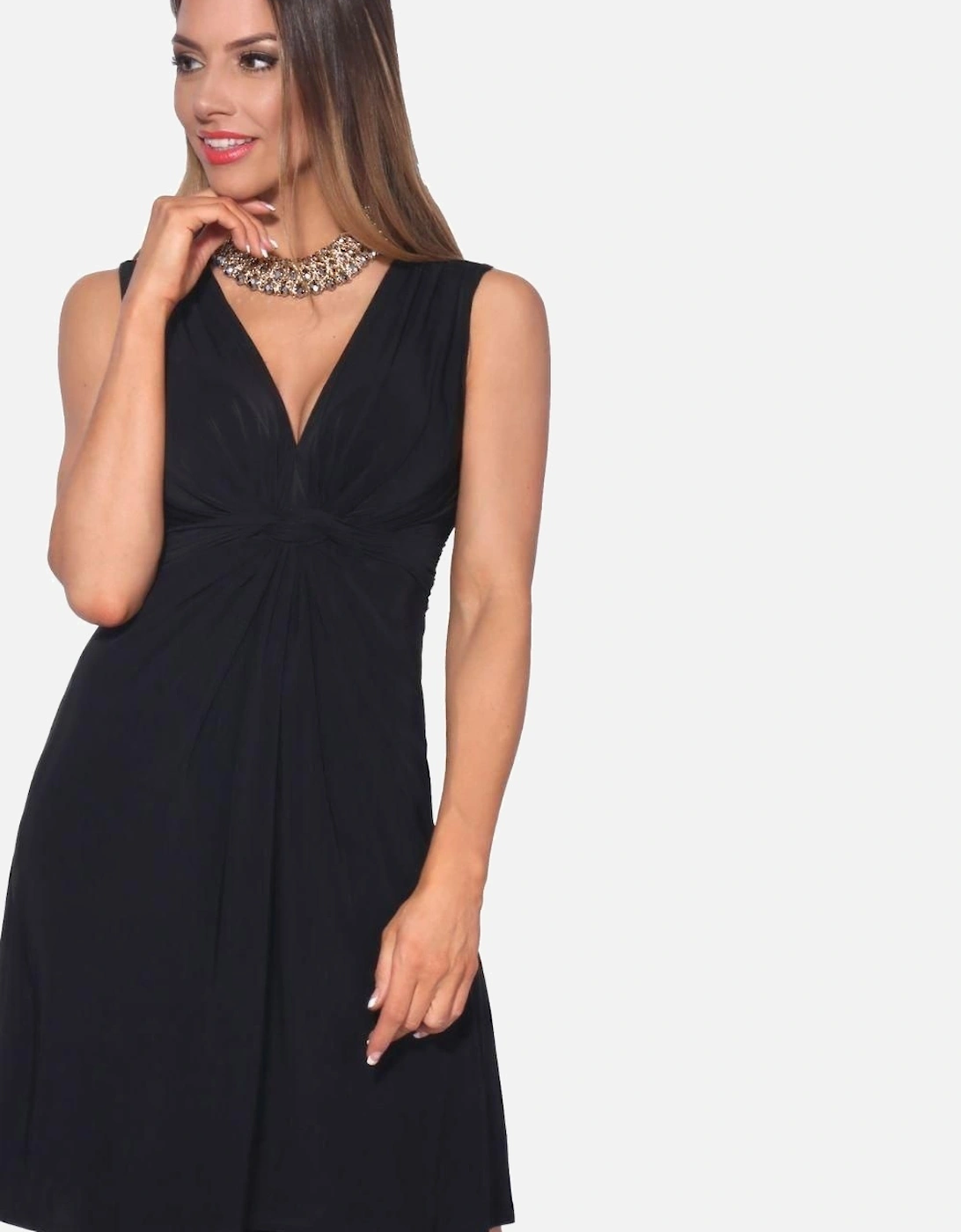 Knot Front Self Tie V Neck Dress, 2 of 1