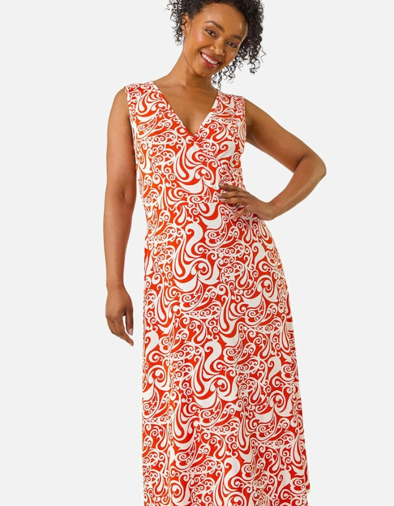 Petite Abstract Print Wrap Midi Dress