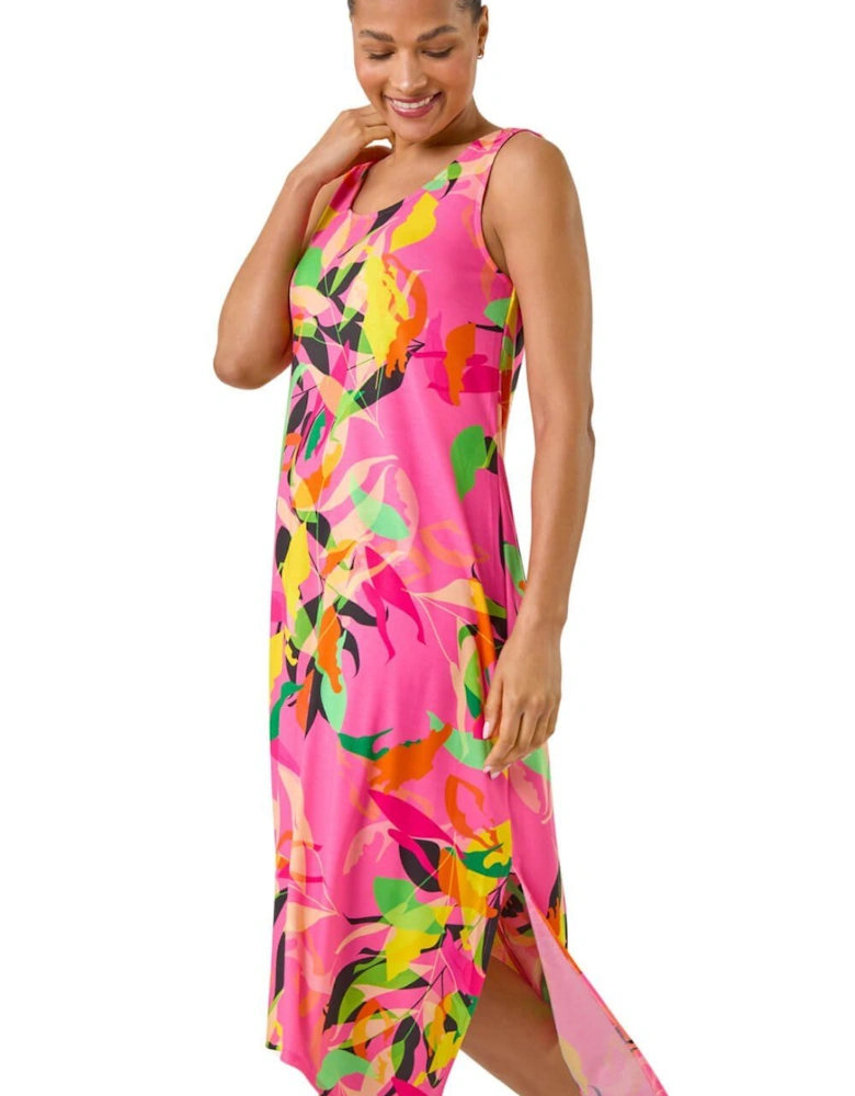 Floral Print Hanky Hem Midi Dress