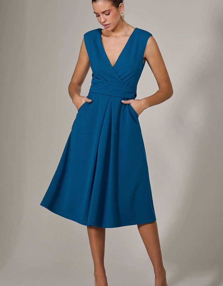 Sleeveless Tie Waist Midi Dress