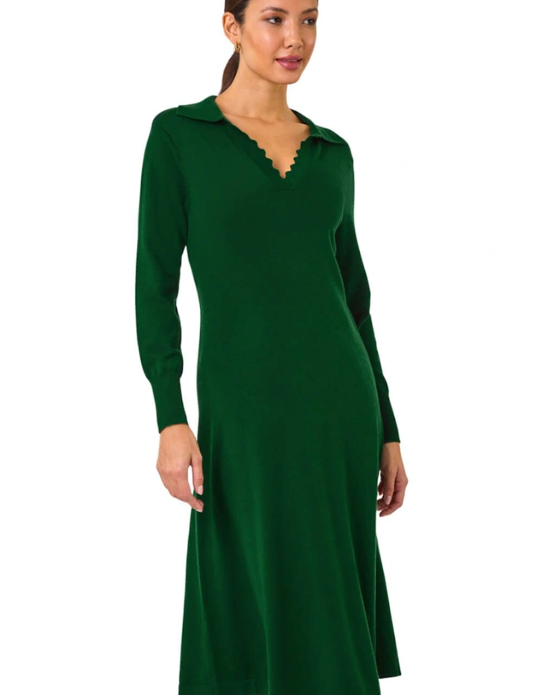 Scallop Detail Knitted Midi Dress