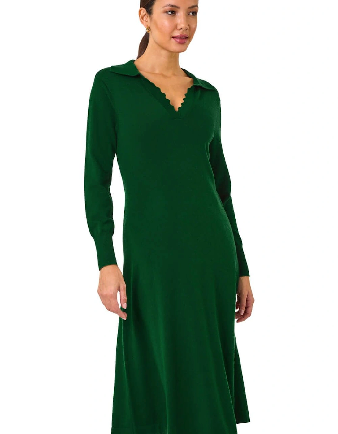 Scallop Detail Knitted Midi Dress, 2 of 1