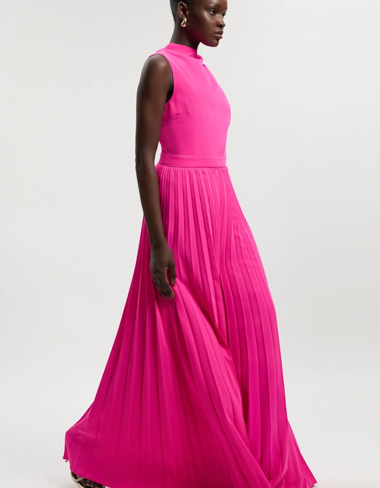 Soft Tailored Halter Neck Pleated Jumpsuit