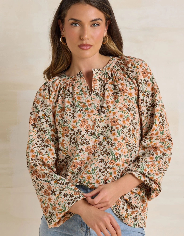 Tall Floral Button Blouse