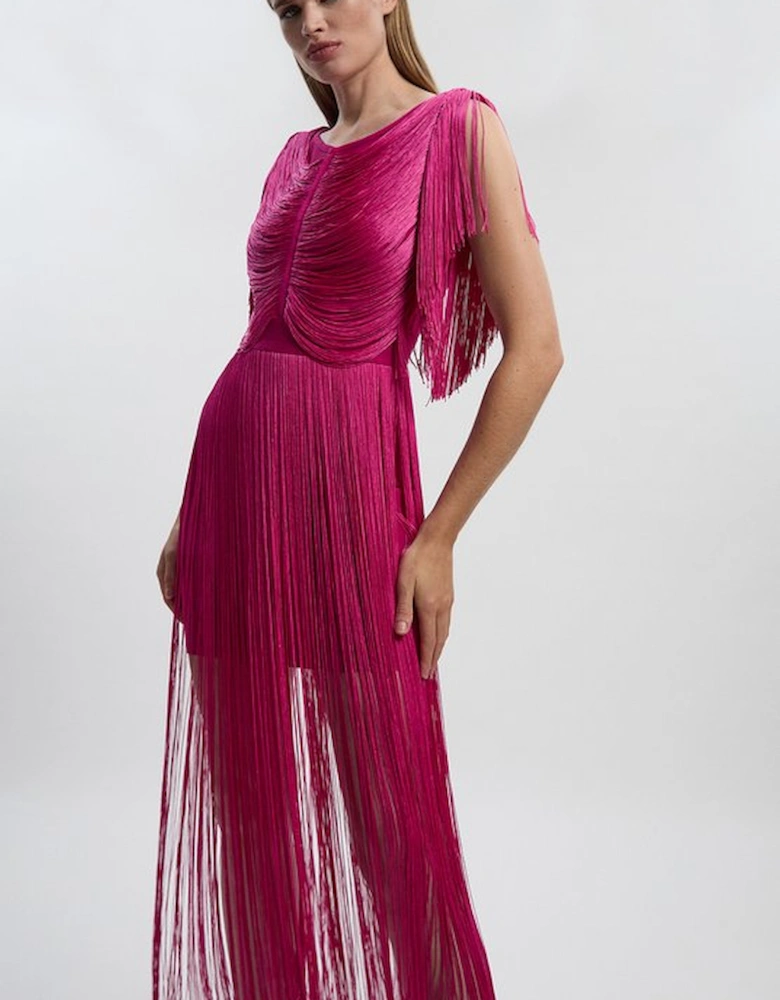 Maxi Draped Fringe Knitted Mini Dress