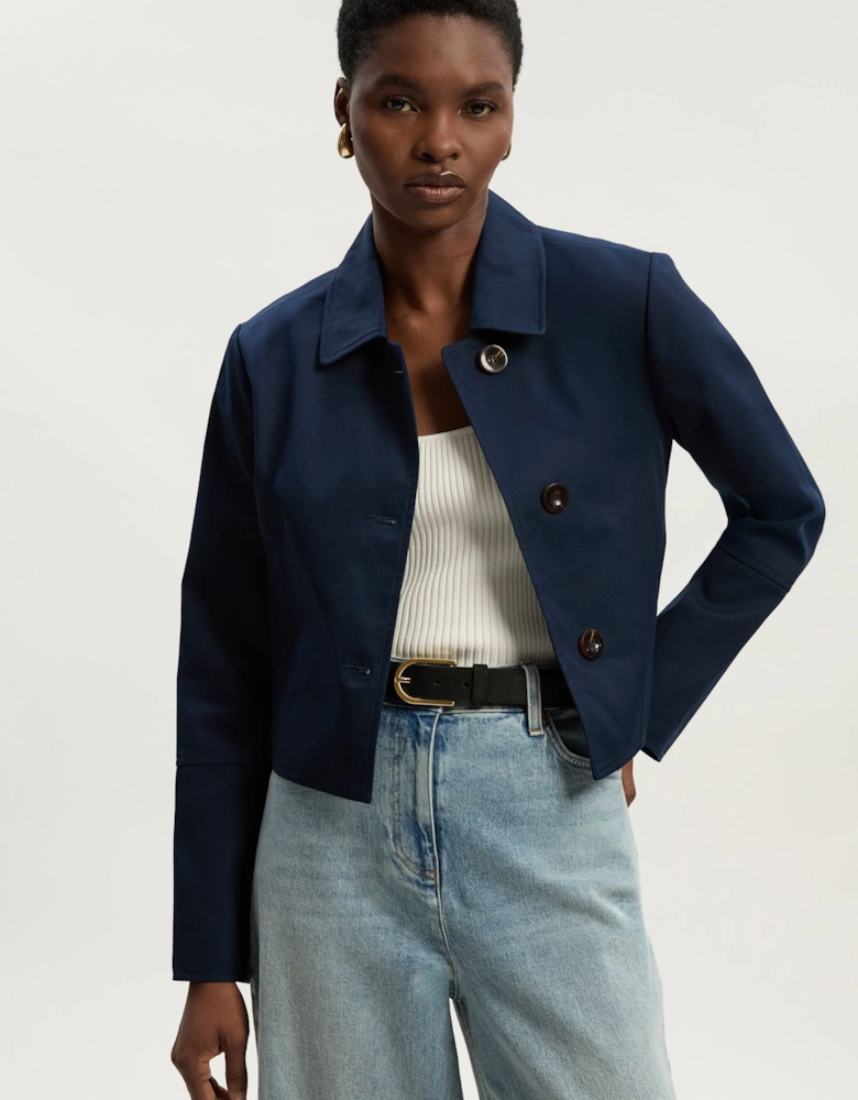 Petite Cotton Button Tailored Jacket