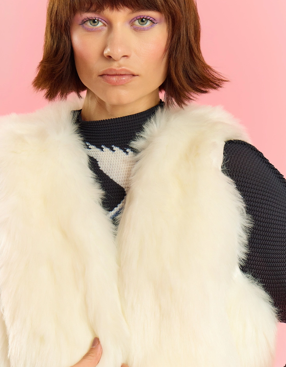 Cream Faux Fur Short Gilet