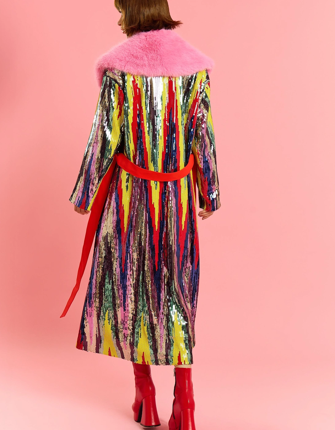 Bamboo RainBow Sequins Trench Coat