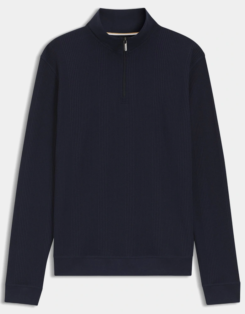 BOSS Orange Structure Mens 1/4 Zip Loungewear Top - Dark Blue 403