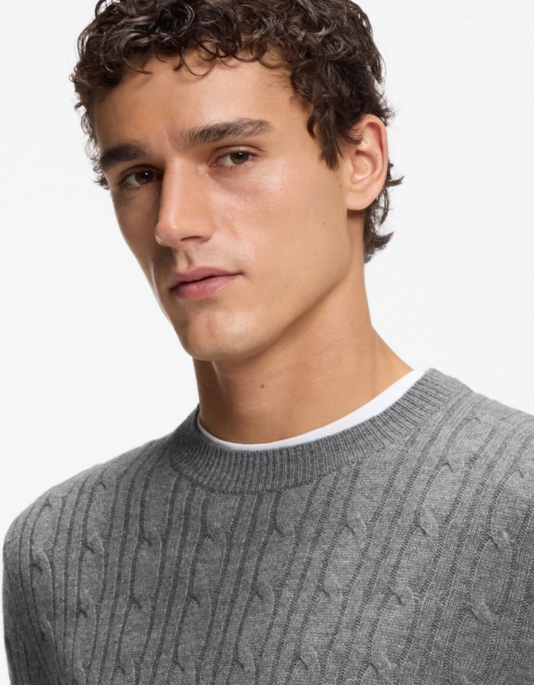 H Hetico Cable Sweater Grey