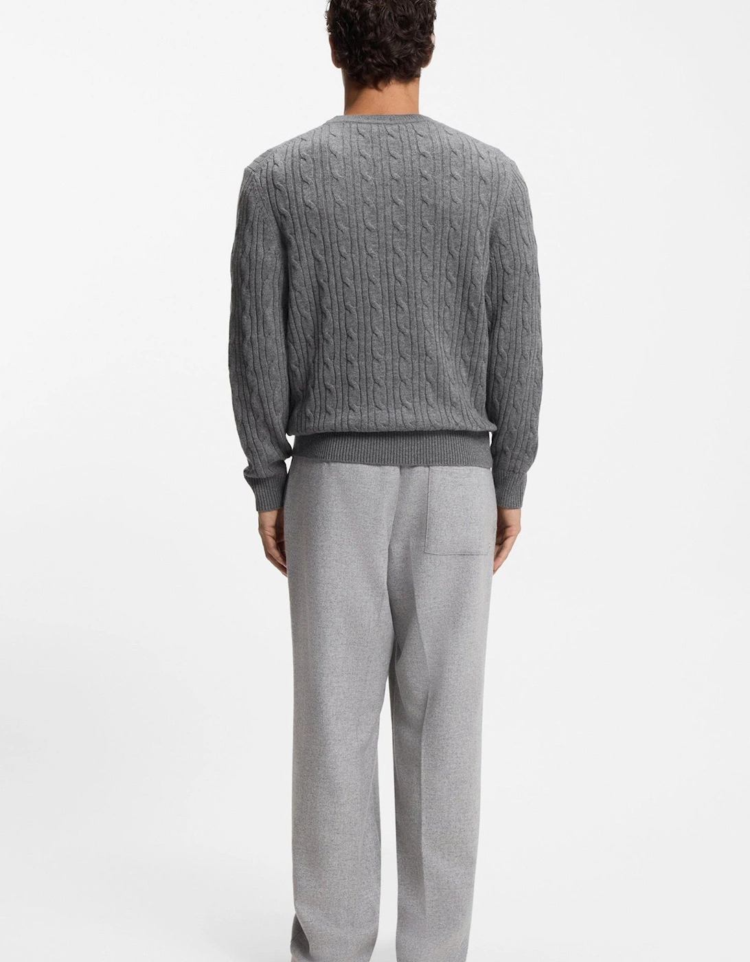 H Hetico Cable Sweater Grey