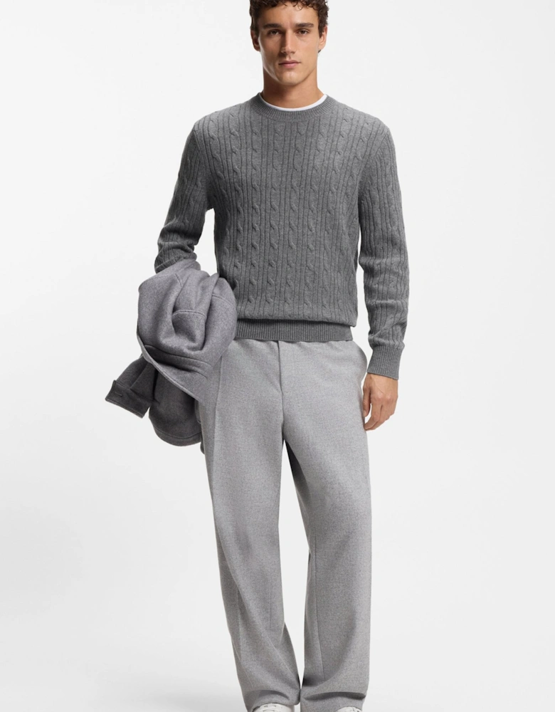 H Hetico Cable Sweater Grey