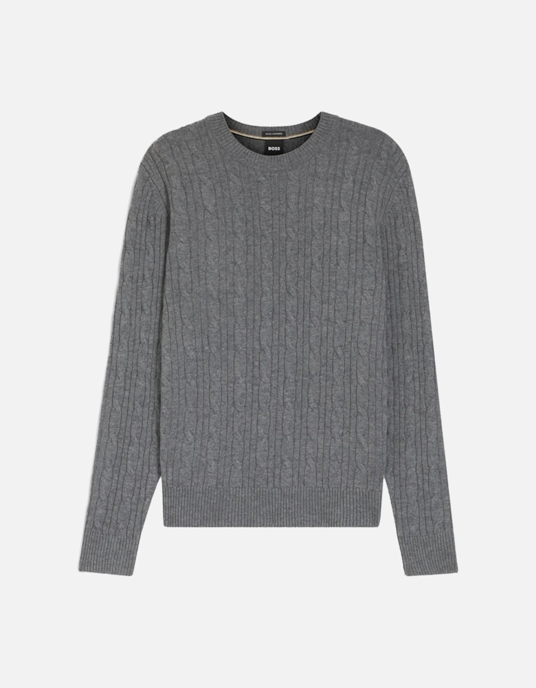 H Hetico Cable Sweater Grey