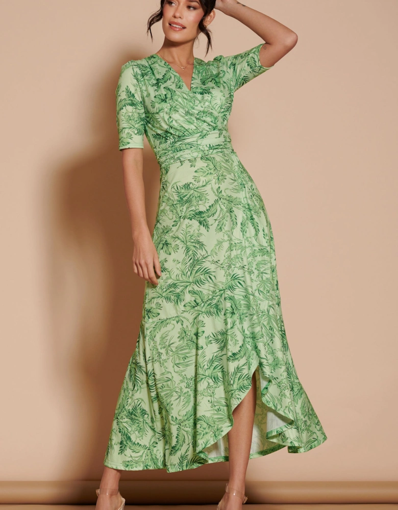 Ruffle Hem Jersey Maxi Dress