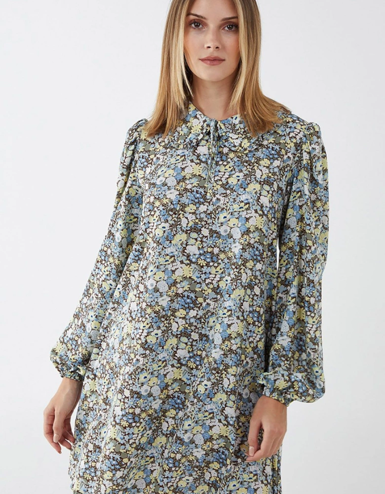 Floral Collar Neck Swing Dress