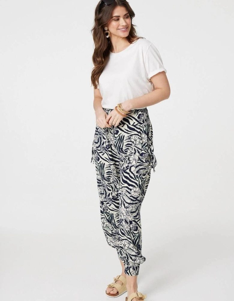Floral Animal Print Harem Trousers