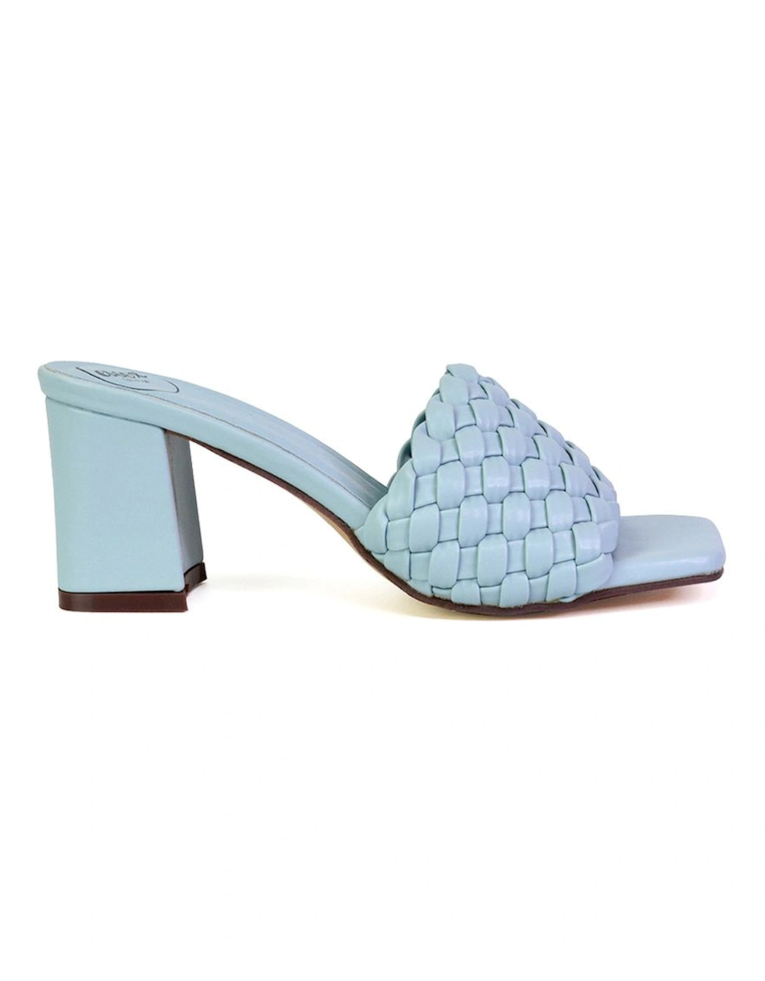 'Aries' Slip On Block Heel Sandals Woven Square Toe, 2 of 1