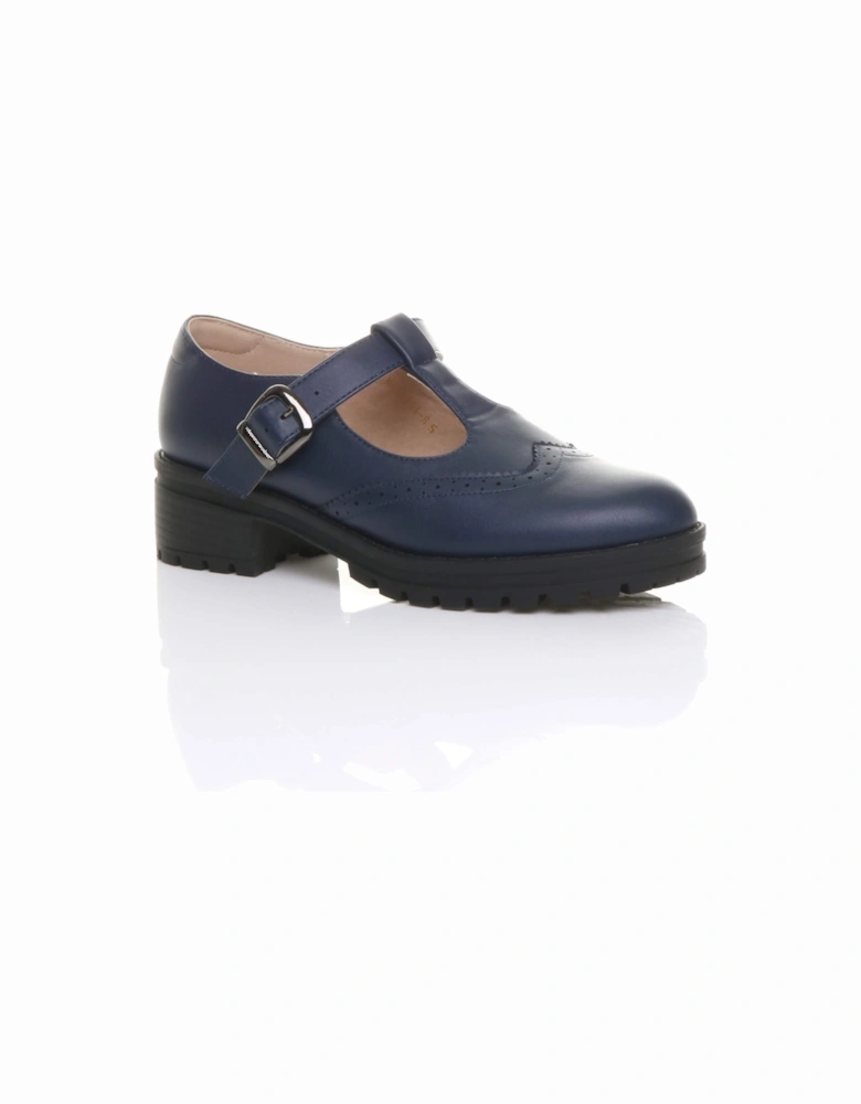Mid  Heel Chunky Brogues Buckled T-Bar  Mary Janes