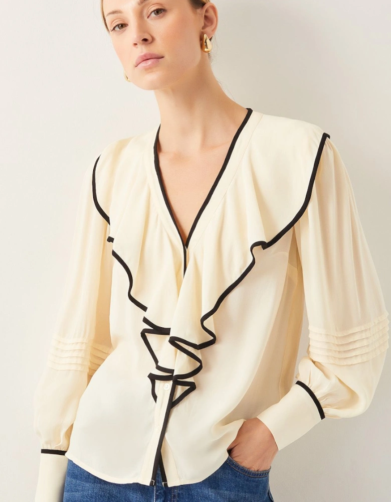 Lennox V-Neck Ruffle Blouse Ivory