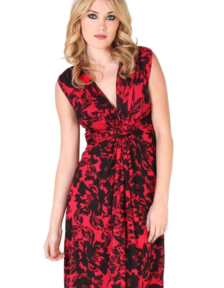 Bold Floral Print Knot Front Dress