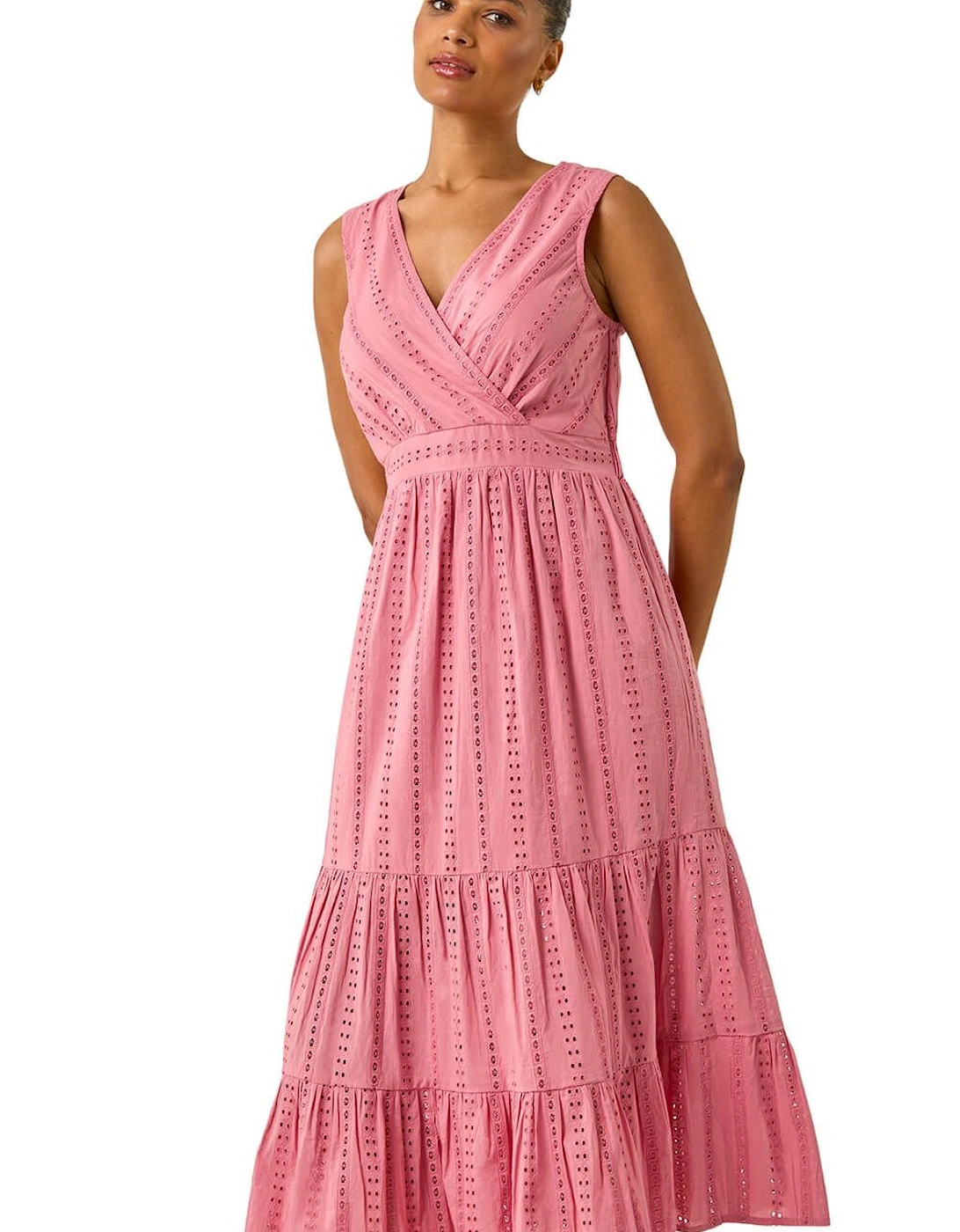 Embroidered V-Neck Midi Dress, 2 of 1