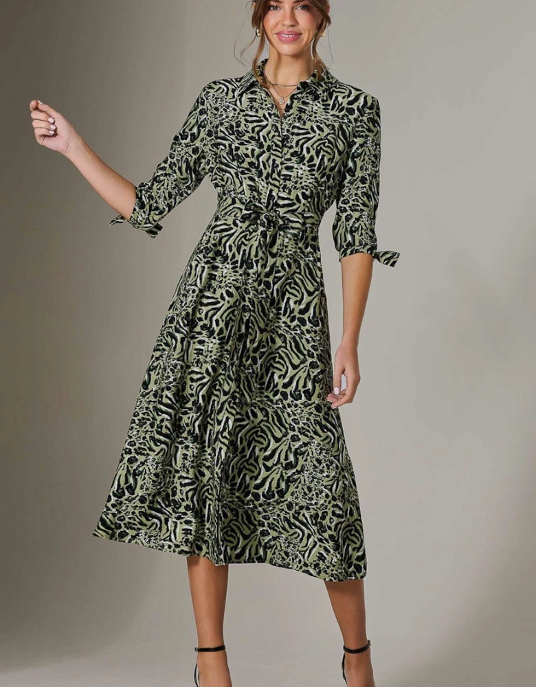 Tie Sleeve Shirt Maxi Dress
