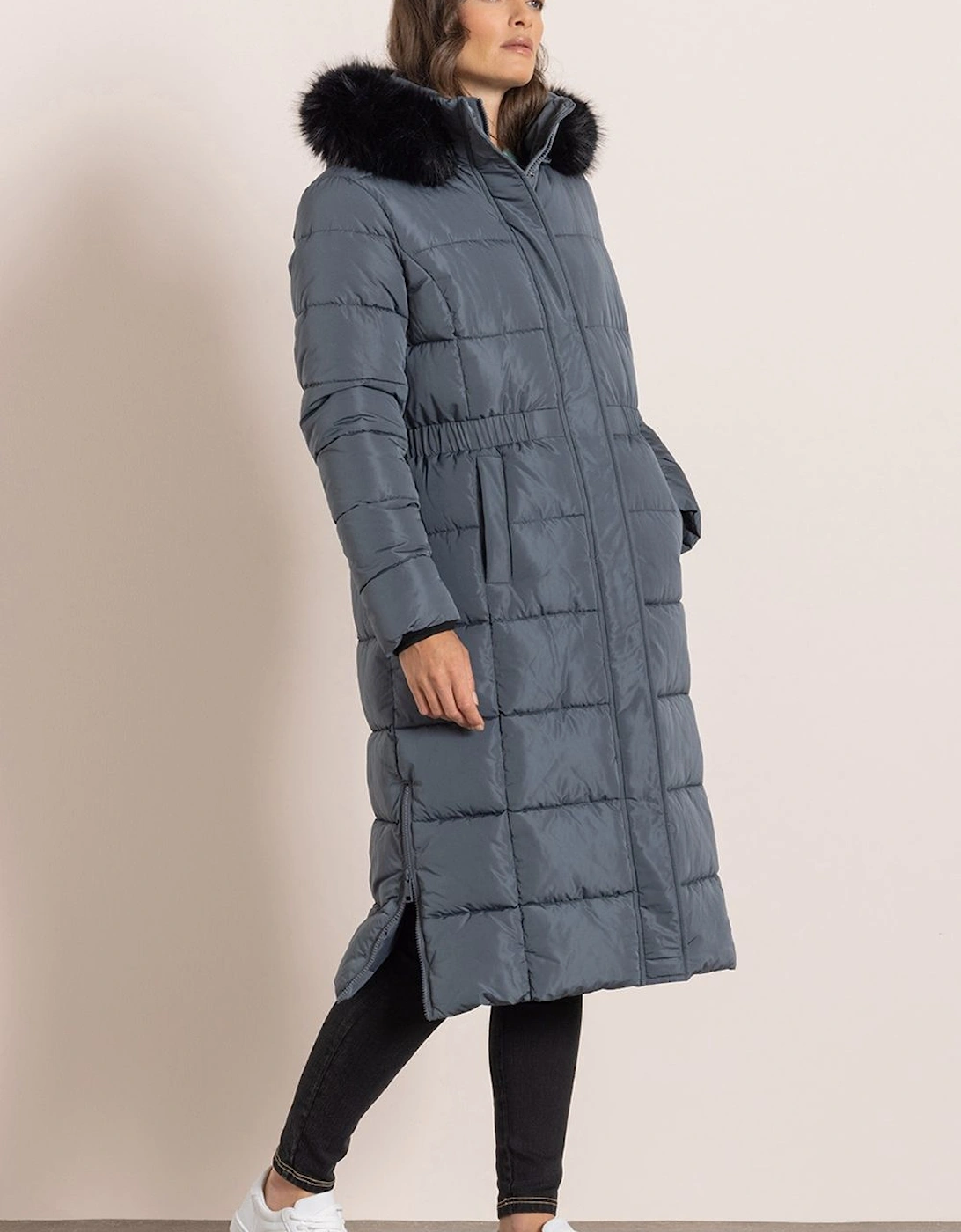 Longline Faux Fur Trim Puffer Coat, 2 of 1
