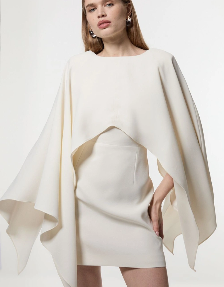 Soft Tailored Cape Detail Mini Dress