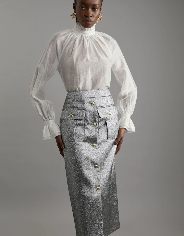 Jacquard Tailored Maxi Skirt