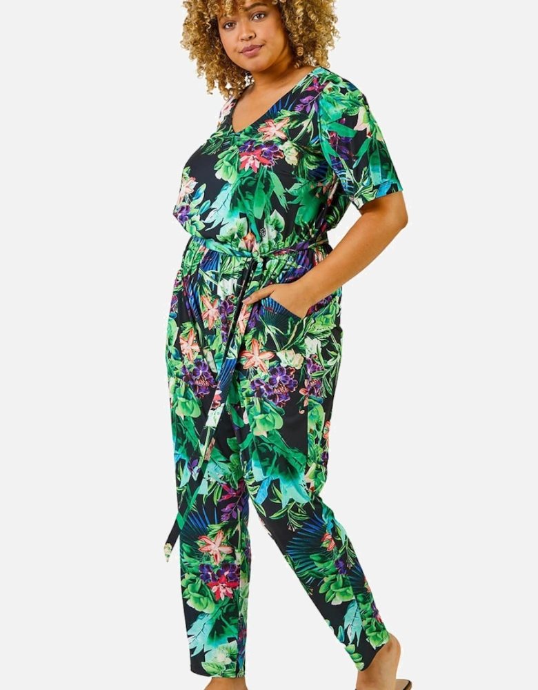 Curve Tropical Print Jumpsuit