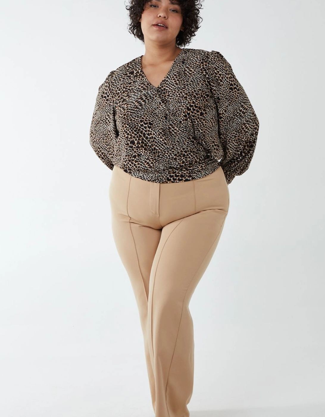 Curve Wrap Front Deep Hem Band Top, 2 of 1