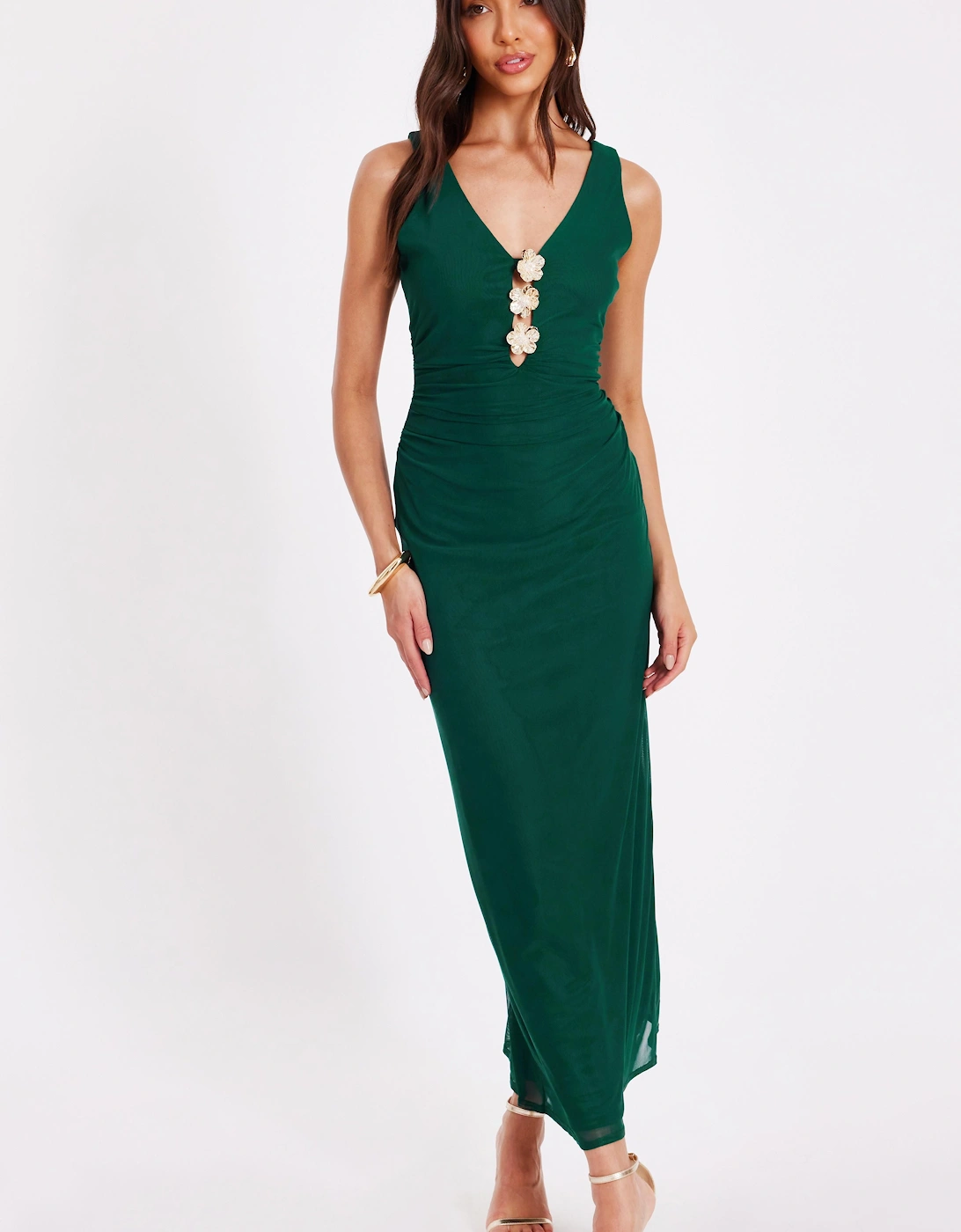 Green Flower Detail Midaxi Dress, 2 of 1