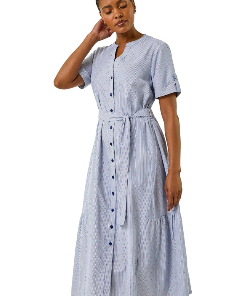 Stripe Tie Waist Midi Dress