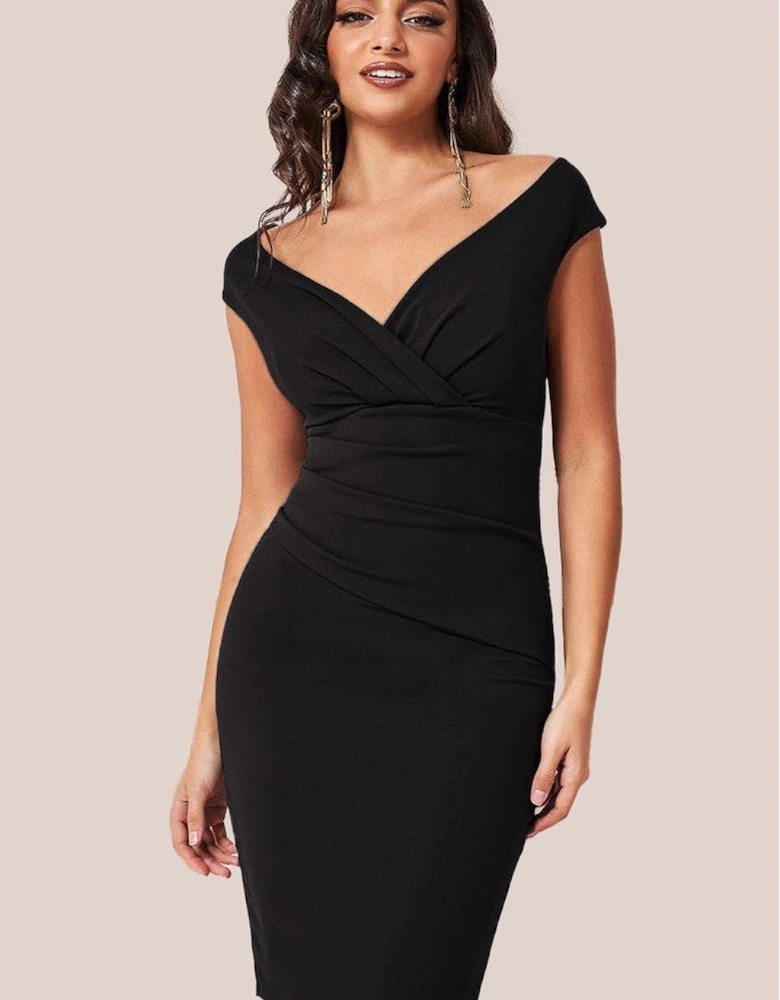 Bardot Pleated Midi Dress