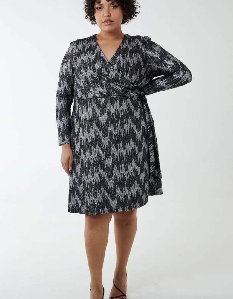 Curve Fixed Wrap Skater Dress With Tie