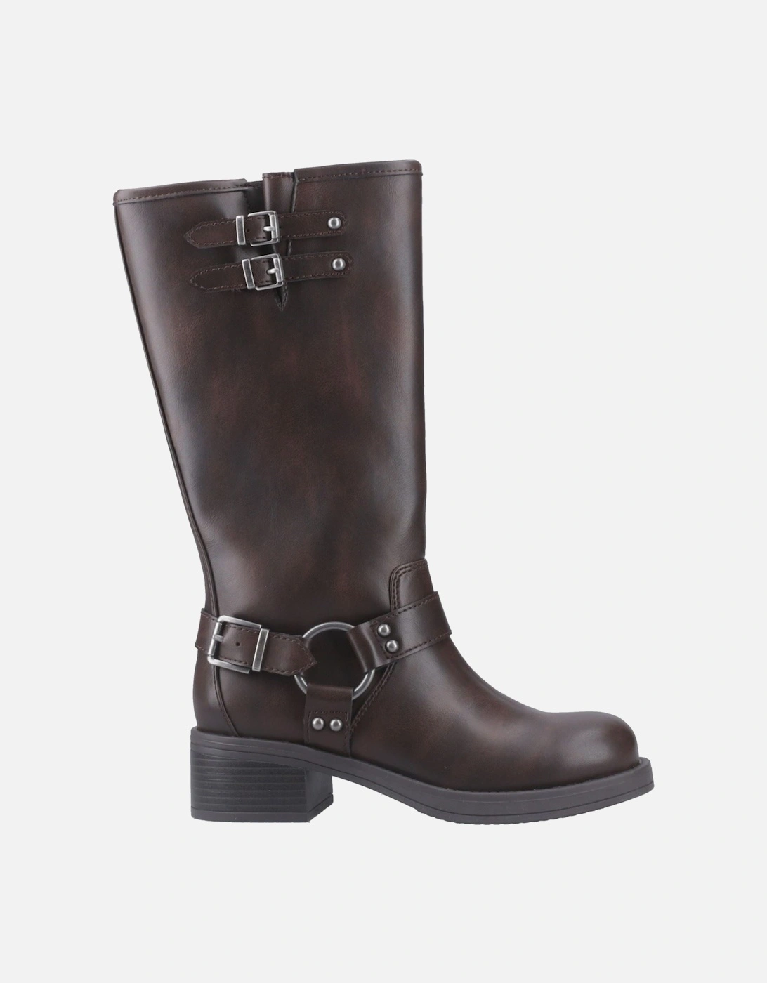 Nash Faux Leather Women's Brown Heeled Knee High Boots