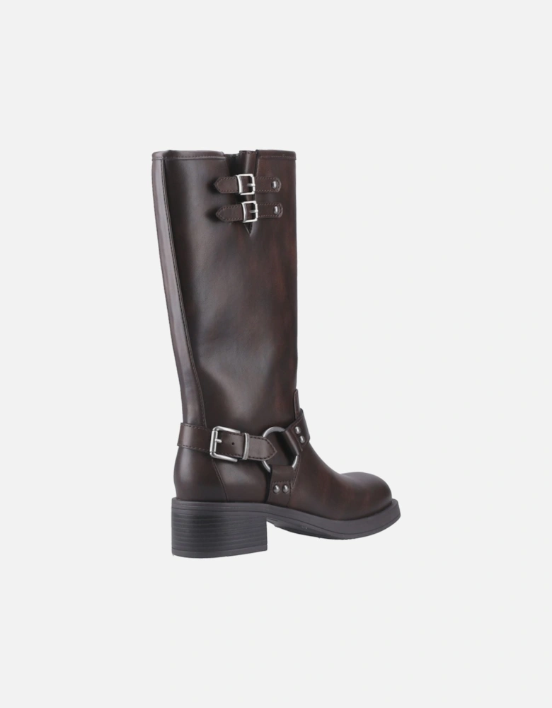 Nash Faux Leather Women's Brown Heeled Knee High Boots