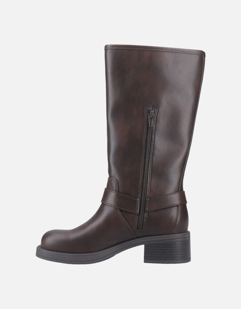 Nash Faux Leather Women's Brown Heeled Knee High Boots