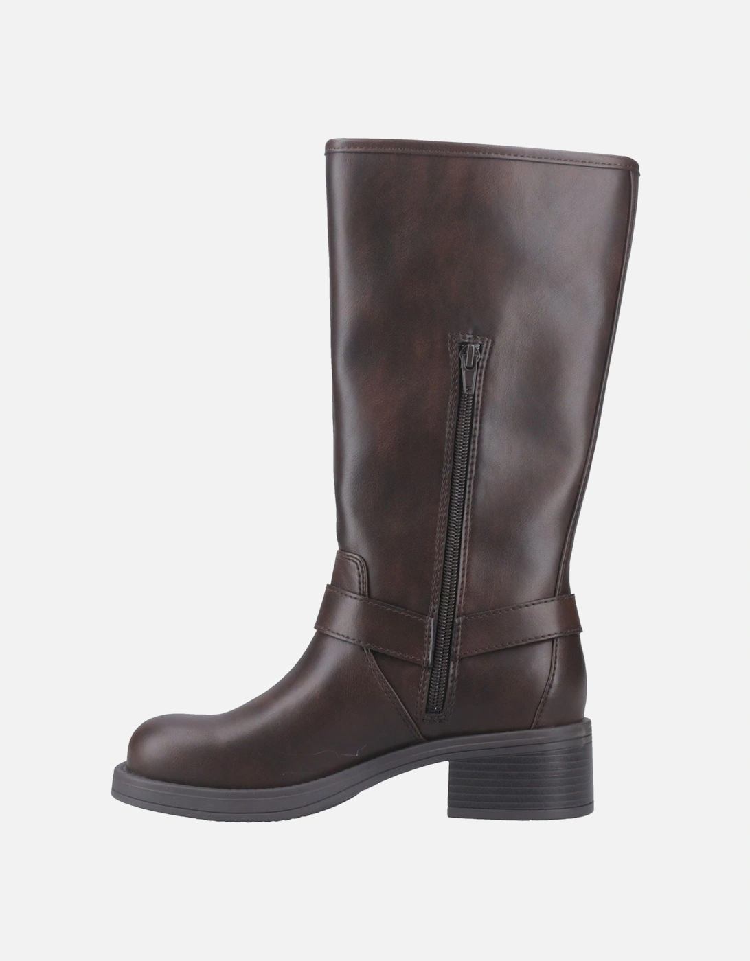 Nash Faux Leather Women's Brown Heeled Knee High Boots