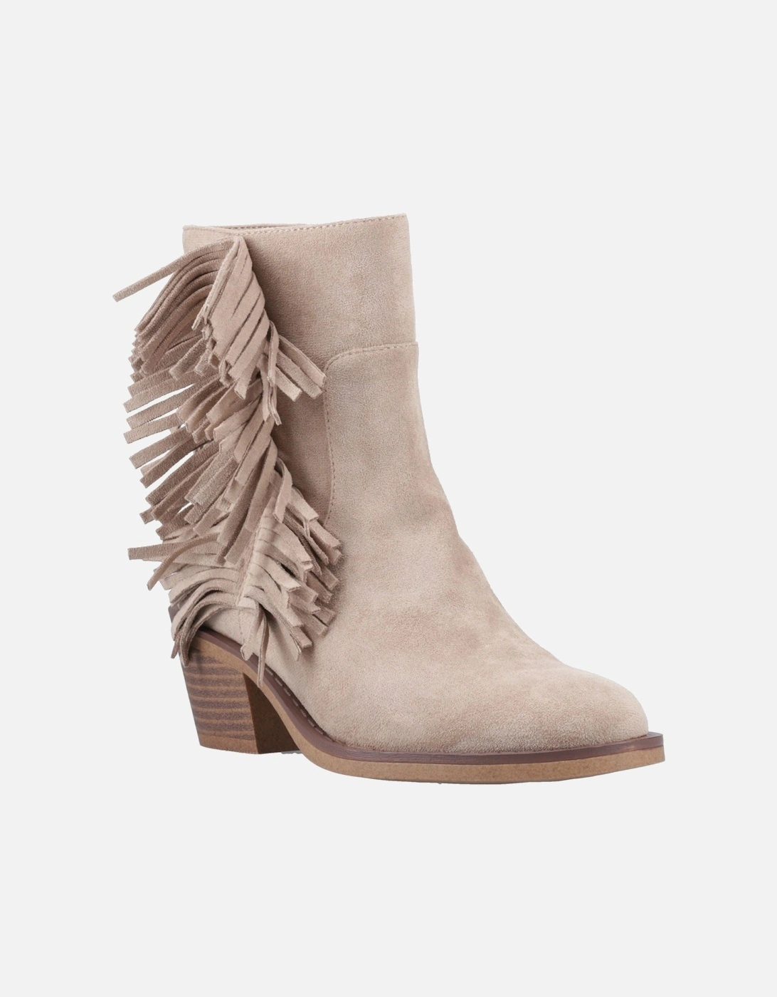 Yankee Faux Suede Women's Taupe Heeled Ankle Boots, 6 of 5