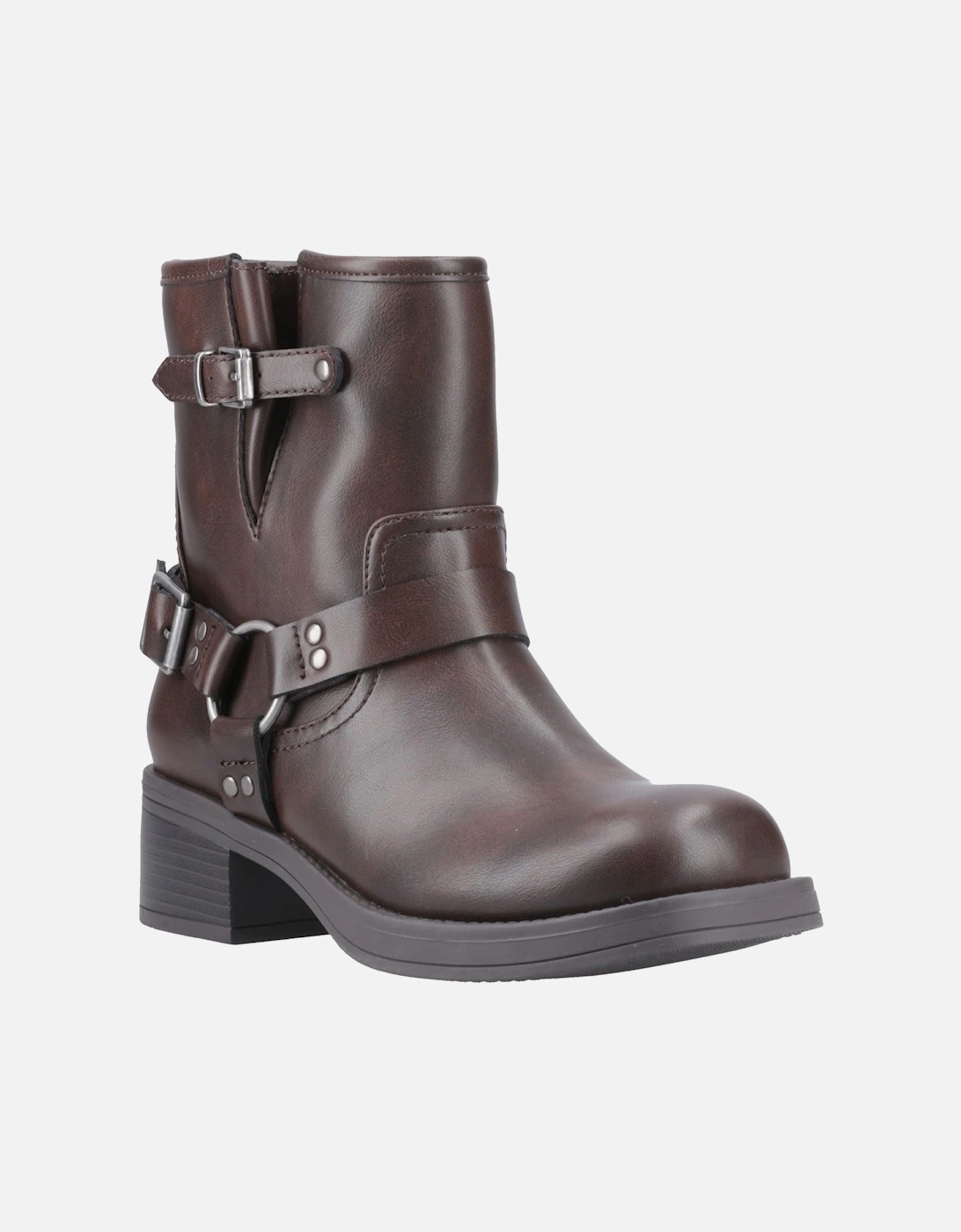 Nino Faux Leather Women's Brown Heeled Ankle Boots, 6 of 5