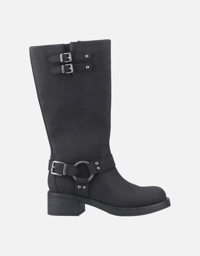Nash Faux Leather Women's Black Heeled Knee High Boots