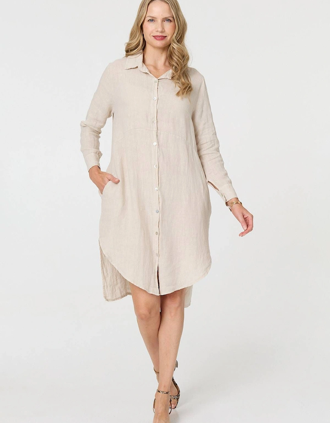 Long Sleeve Split Hem Maxi Shirt Dress, 2 of 1
