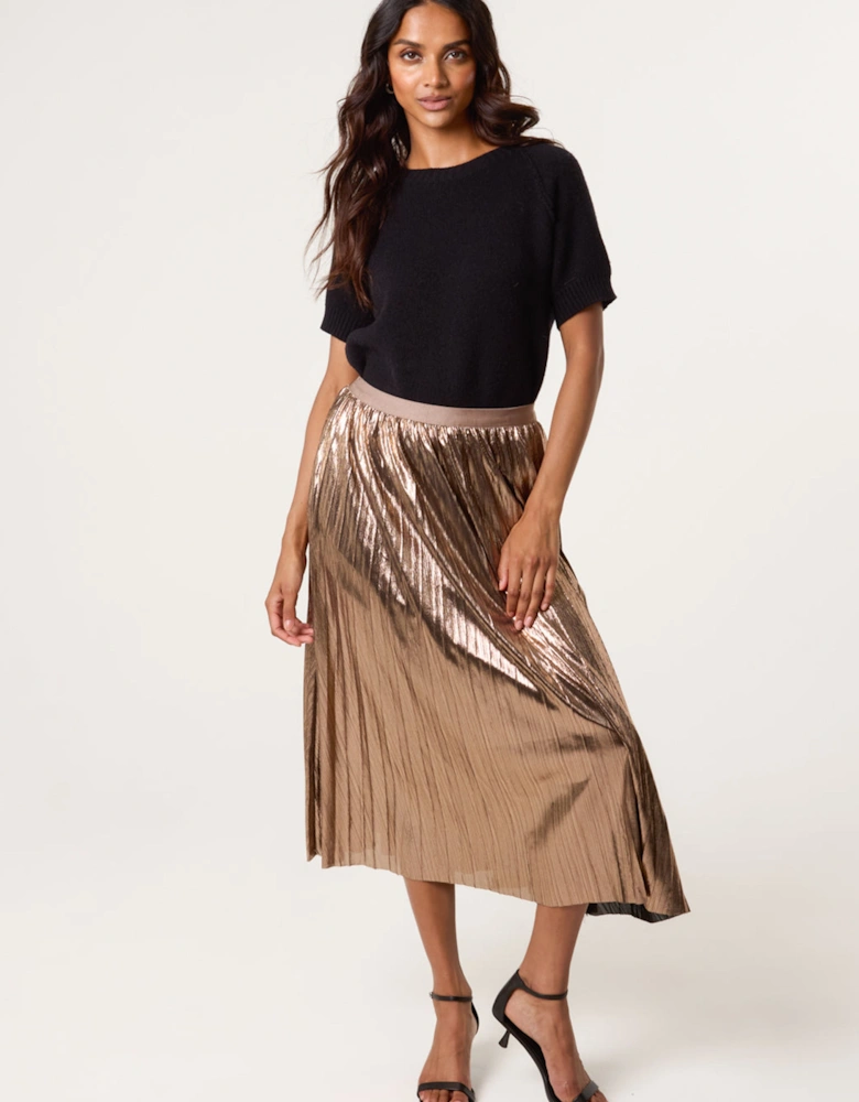 Bronze Metallic Pleated Tulle Skirt
