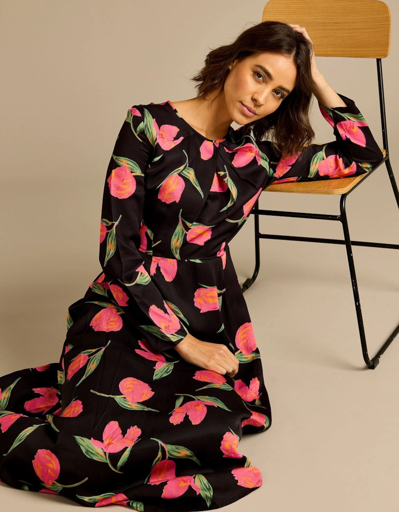 Gina Floral Print Viscose Maxi Dress