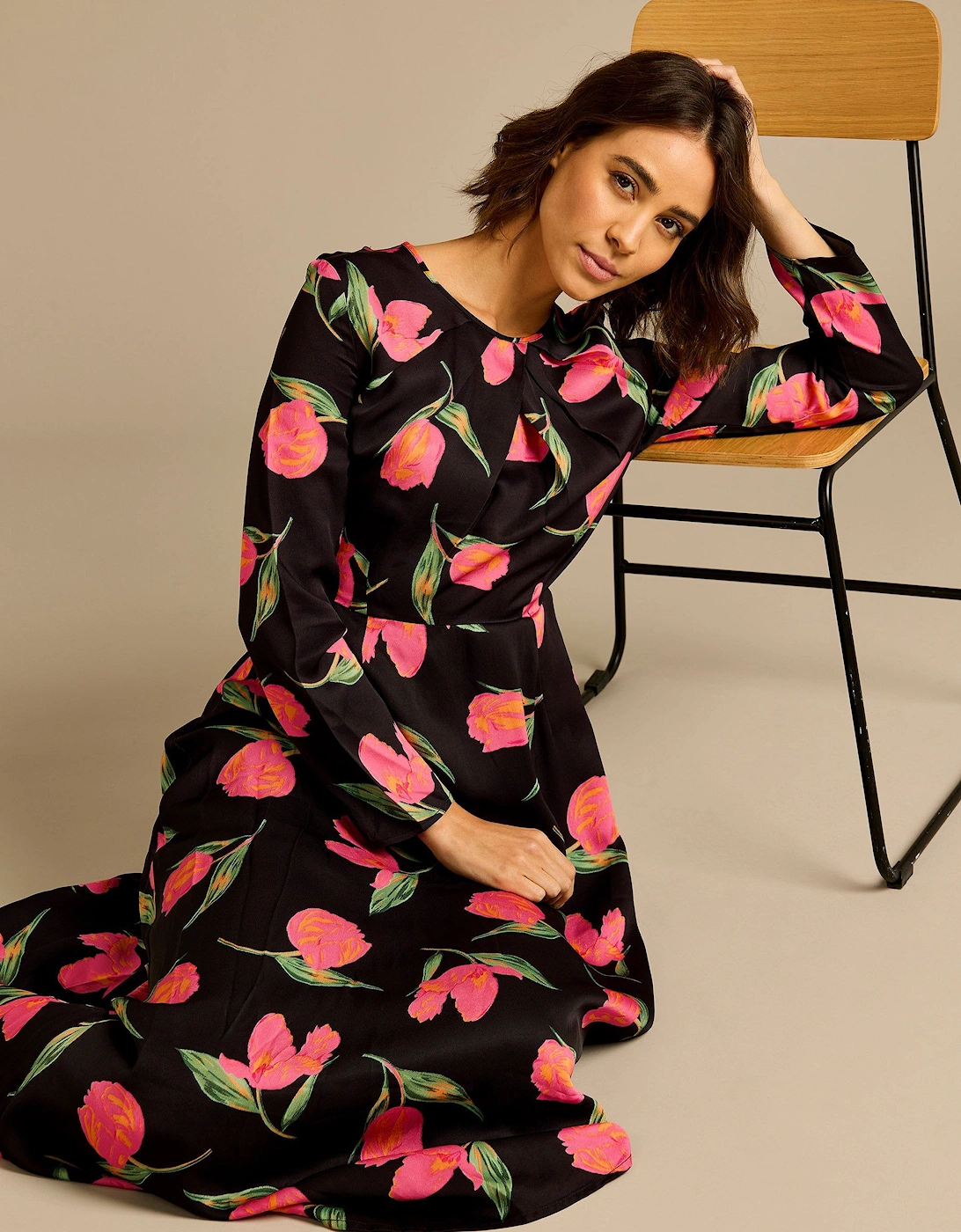 Gina Floral Print Viscose Maxi Dress, 2 of 1