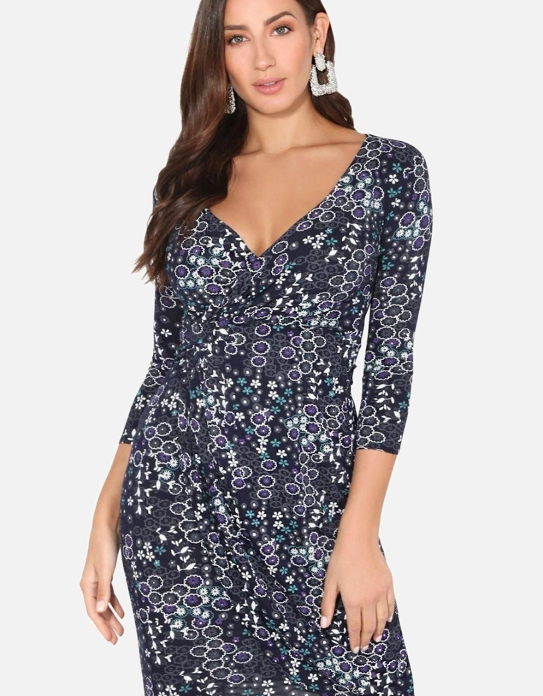 Cross Over Printed Midi Dress, 2 of 1