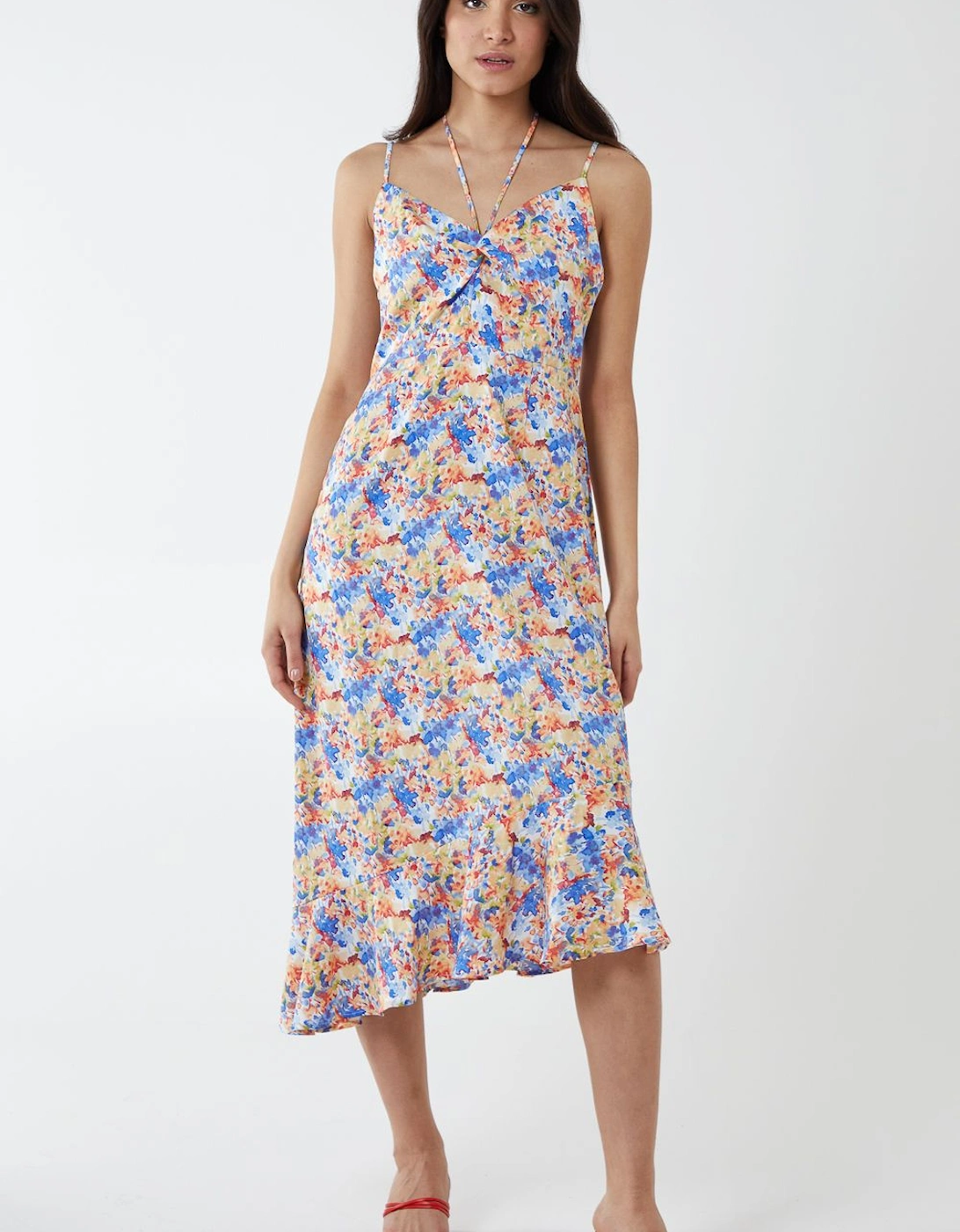 Twist Front Floral Print Midi Dress, 2 of 1