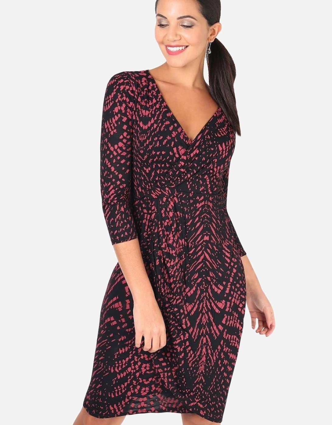 Snakeskin Print Cross Over Midi Dress, 2 of 1