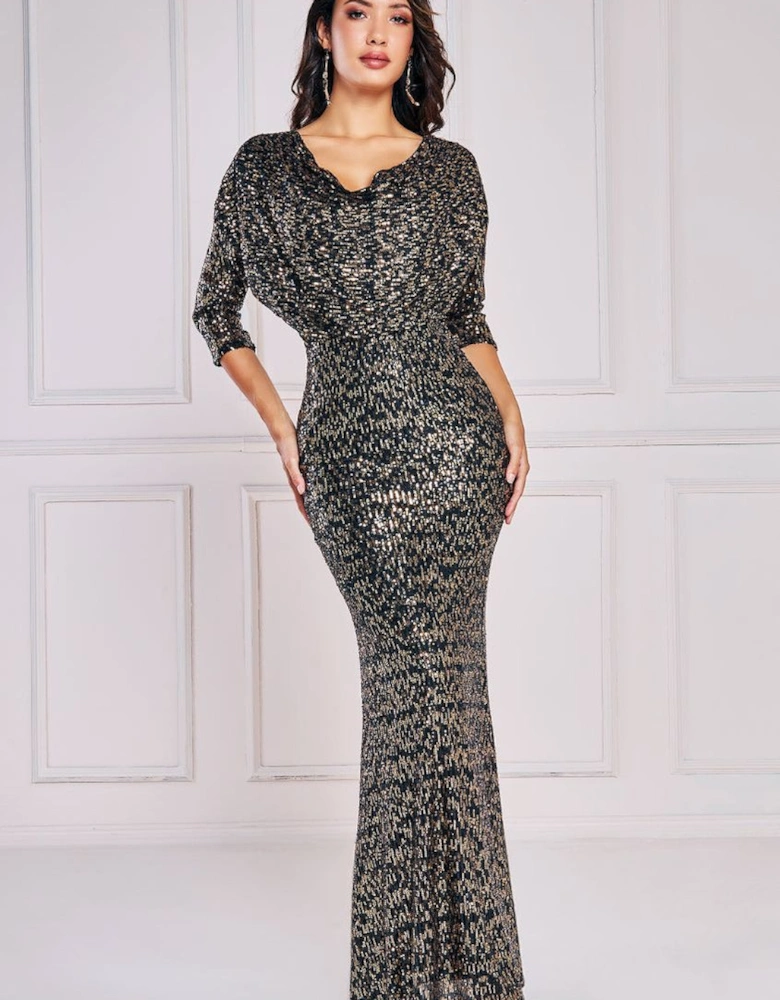 Sequin Cowl Maxi Dress